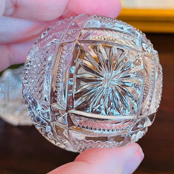 Vintage 3 - Cut Glass Butter Pad Dish Cottagecore Holiday Traditional Timeless - Picture 4 of 6